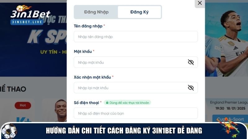 Chi tiết quy trình đăng ký 3in1bet dễ dàng