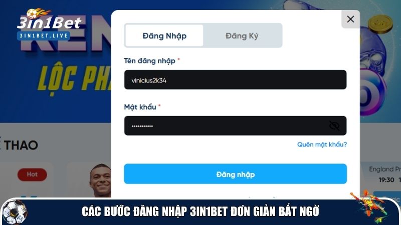 Các bước đăng nhập 3in1bet đơn giản bất ngờ